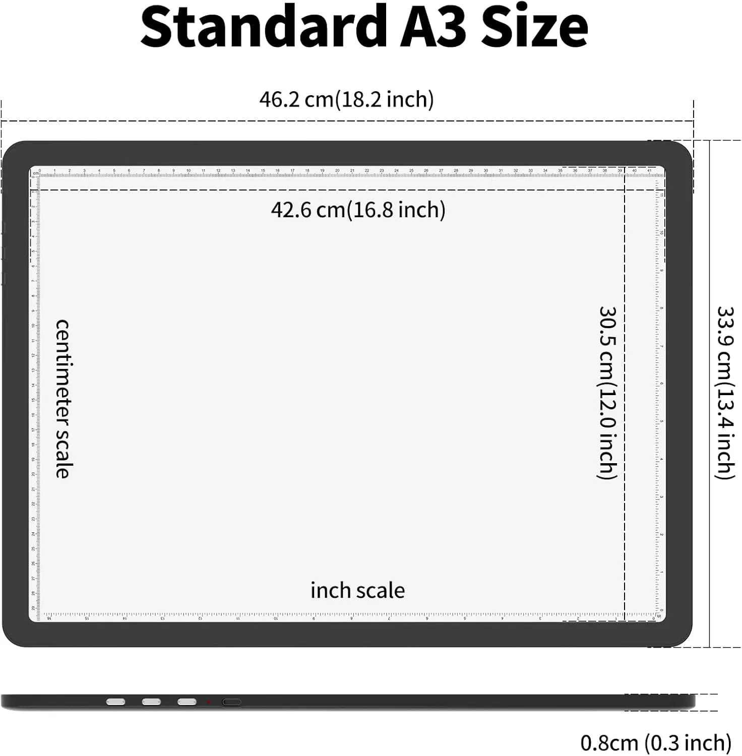 TOHETO Rechargeable A3 Light Pad with Carry Bag for Diamond Painting, Ultra Bright Tracing Light Box for Drawing, Wireless Lightbox for Tracing and Drawing, Cordless Diamond Art Light Board (Black)
