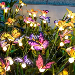 TONULAX Solar Garden Lights - Swaying Butterfly Light, Swaying in The Wind, Solar Outdoor Lights, Yard Patio Pathway Decoration, High Flexibility Iron Wire & Realistic Butterflies(4 Pack)