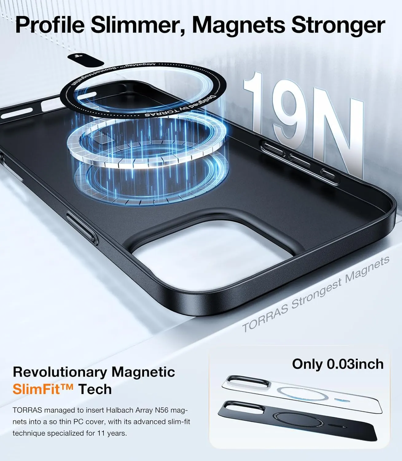 TORRAS Magnetic Slim-Fit for iPhone 16 Pro Max Case, Ultra-Thin 16 ProMax Phone Case Compatible with MagSafe, Light Anti-Scratch Matte Hard PC Bayer 6.9 inch OriginFit, Black