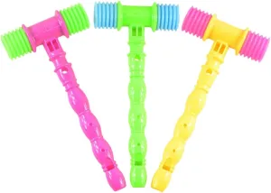 Toyvian 12 Pcs Squeaky Squeaking Hammer Pounding Toy Plastic Whistle Sound Toy for Boys and Girls Clown Carnival Circus Birthday Party Favors Random Color