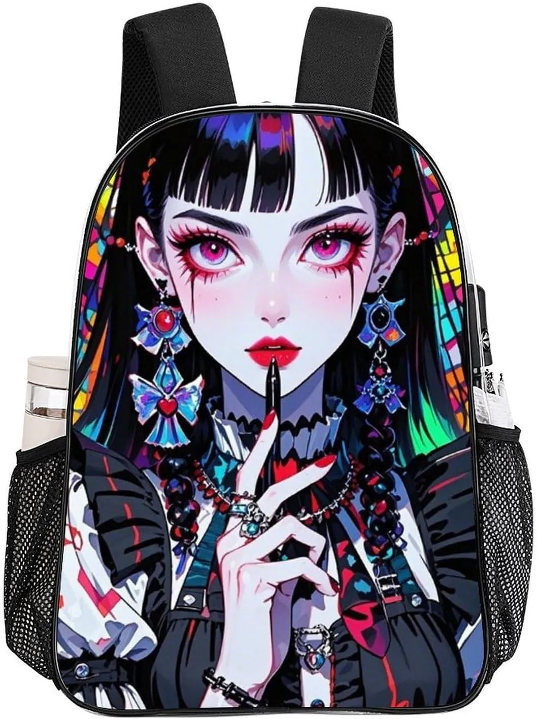 Transparent Daypack Backpack for Trekking Picnic Walking Cycling - Large Capacity Anti-Theft Multipurpose Shoulder Bag, Beautiful Gothic Women Neon Art Casual Daypack