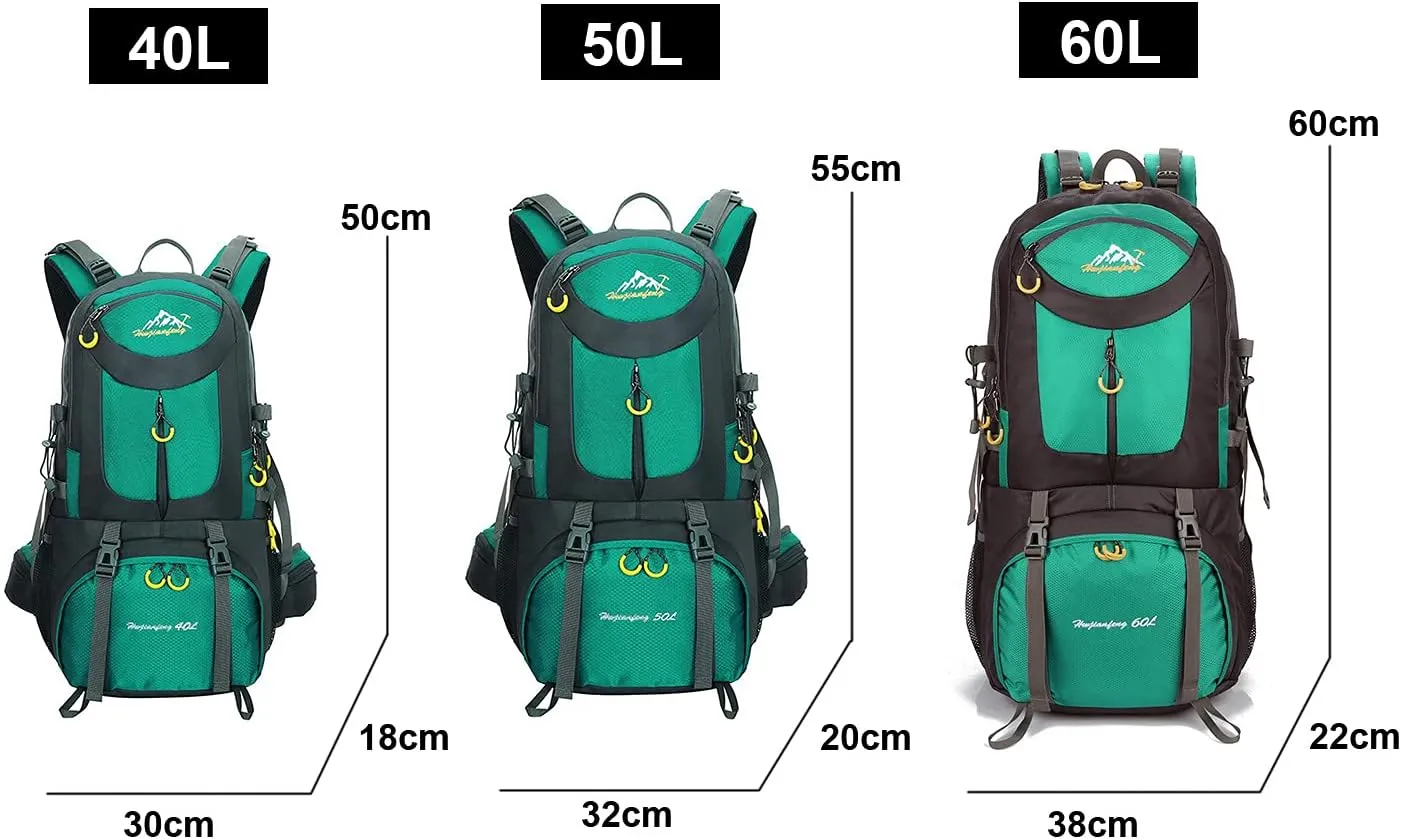 Travel Hiking Backpack 40L/50L/60L Daypack for Sport Outdoor Cycling Trekking Climbing Camping, Purple, 60L