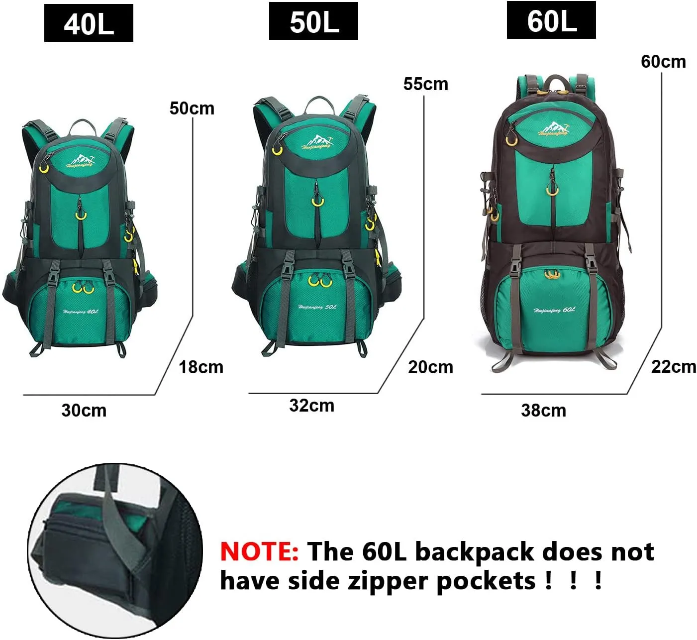 Travel Hiking Backpack 40L/50L/60L Daypack for Sport Outdoor Cycling Trekking Climbing Camping, Purple, 60L