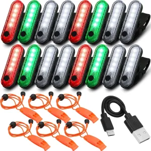 Treela 22 Pcs LED Navigation Kayak Lights with Safety Whistle Battery Operated Stern Boat Lights Rechargeable Boat Lights for Night Kayaking, Bike Tail Light, Pontoon, 4 Light Mode Options