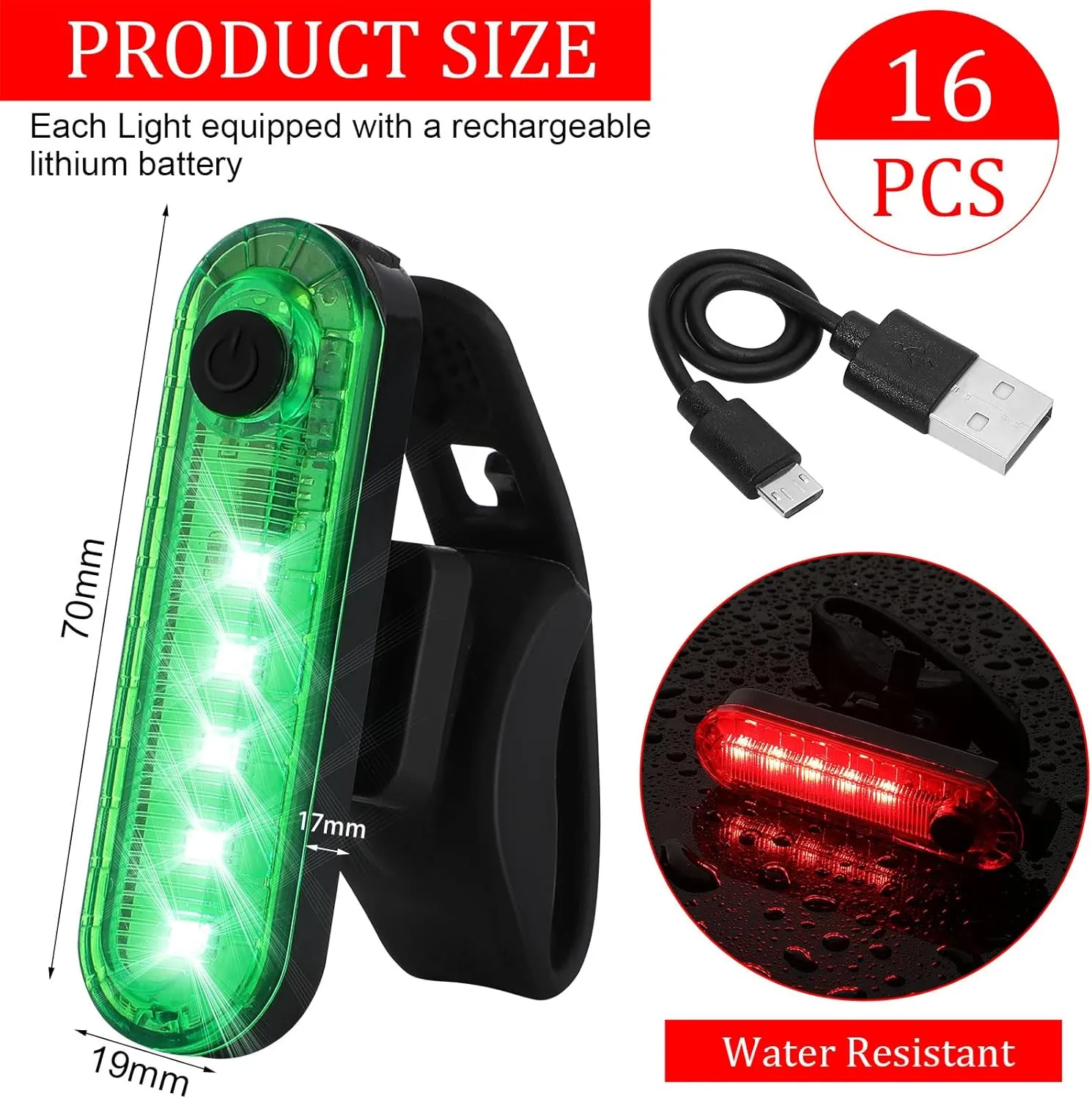 Treela 22 Pcs LED Navigation Kayak Lights with Safety Whistle Battery Operated Stern Boat Lights Rechargeable Boat Lights for Night Kayaking, Bike Tail Light, Pontoon, 4 Light Mode Options