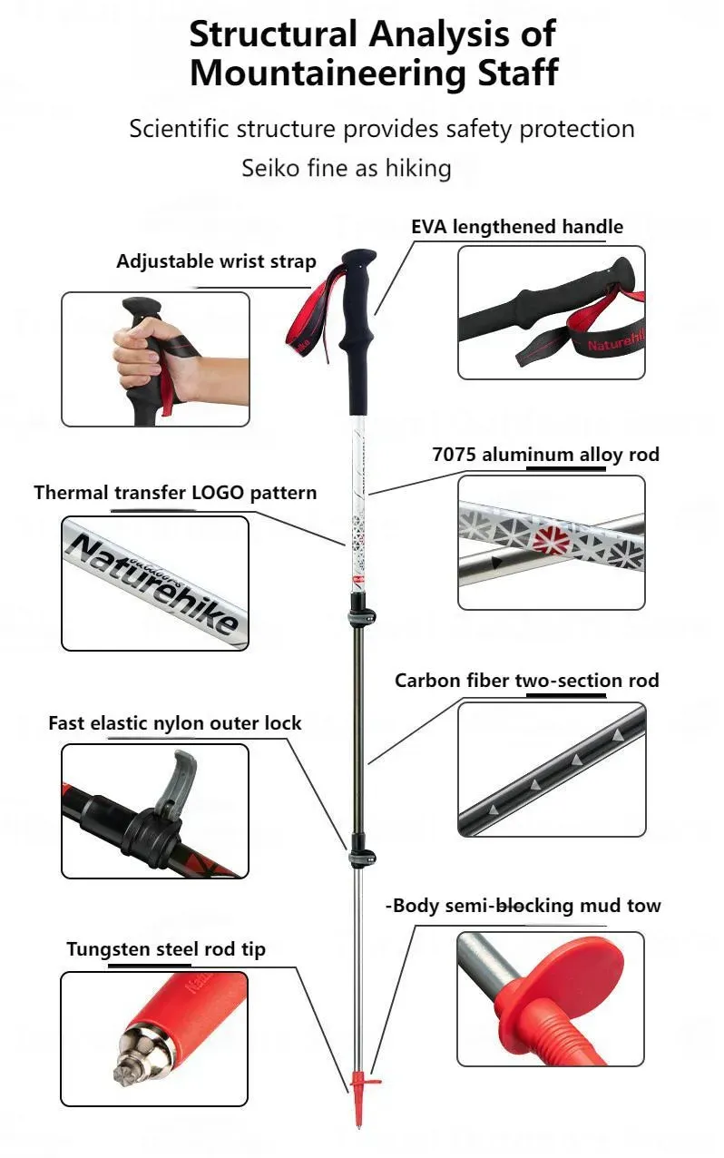 Trek Trekking  Aluminum Pole Top-choice Carbon UL Lock Outer Private sale Naturehike Hoar