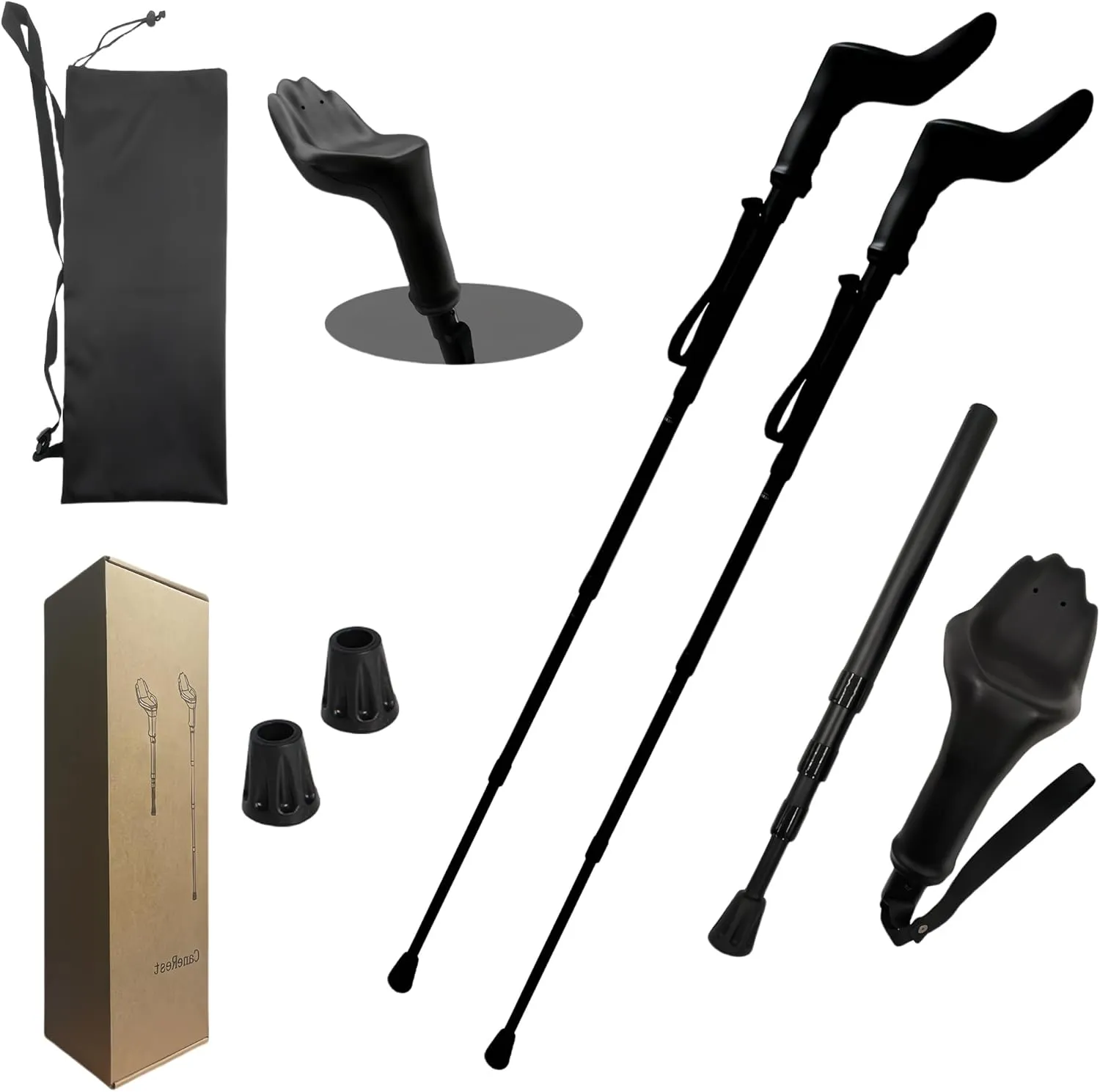 Trekking Poles with Pillow Grip, 2 Pack Adjustable Hiking Sticks for Adults & Seniors, Foldable Walking Canes for Camping & Travel, Anti-Shock Aluminum Alloy with Carry Bag