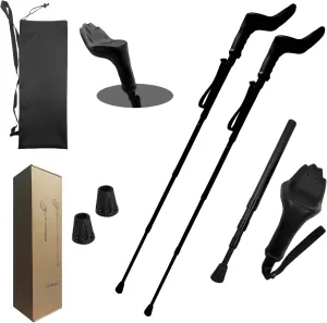 Trekking Poles with Pillow Grip, 2 Pack Adjustable Hiking Sticks for Adults & Seniors, Foldable Walking Canes for Camping & Travel, Anti-Shock Aluminum Alloy with Carry Bag