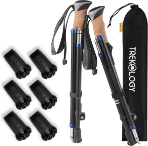TREKOLOGY TREKZ Cork SE Trekking Poles & 6pc Replacement Tips – Adjustable, Lightweight, Aircraft-Grade Aluminum Hiking Poles for Heights 5'2'' to 6'5'' – Compact, Durable & Trail-Ready