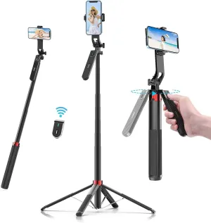Ulanzi MA09 Selfie Stick Tripod, 71'' Extendable Phone Tripod with Remote, Portable Cellphone Stand Quadrapod for iPhone/Samsung/Camera/GoPro