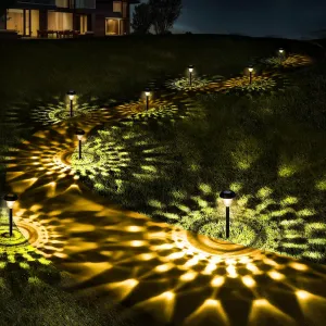 Ultra Bright Solar Lights Outdoor Waterproof 8 Pack, 100% Faster Charge Solar Lights for Outside with Vibrant Mandala Pattern Warm White