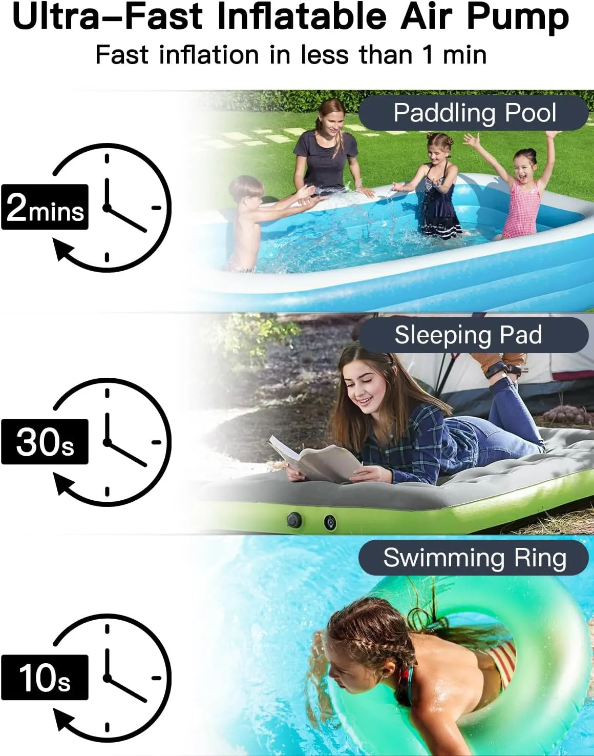 Ultra-Mini Portable Air Pump with Camping Light, USB Rechargeable, Magnetic Design for Inflatables, Pool Floats, Sleeping Pads, Vacuum Bags