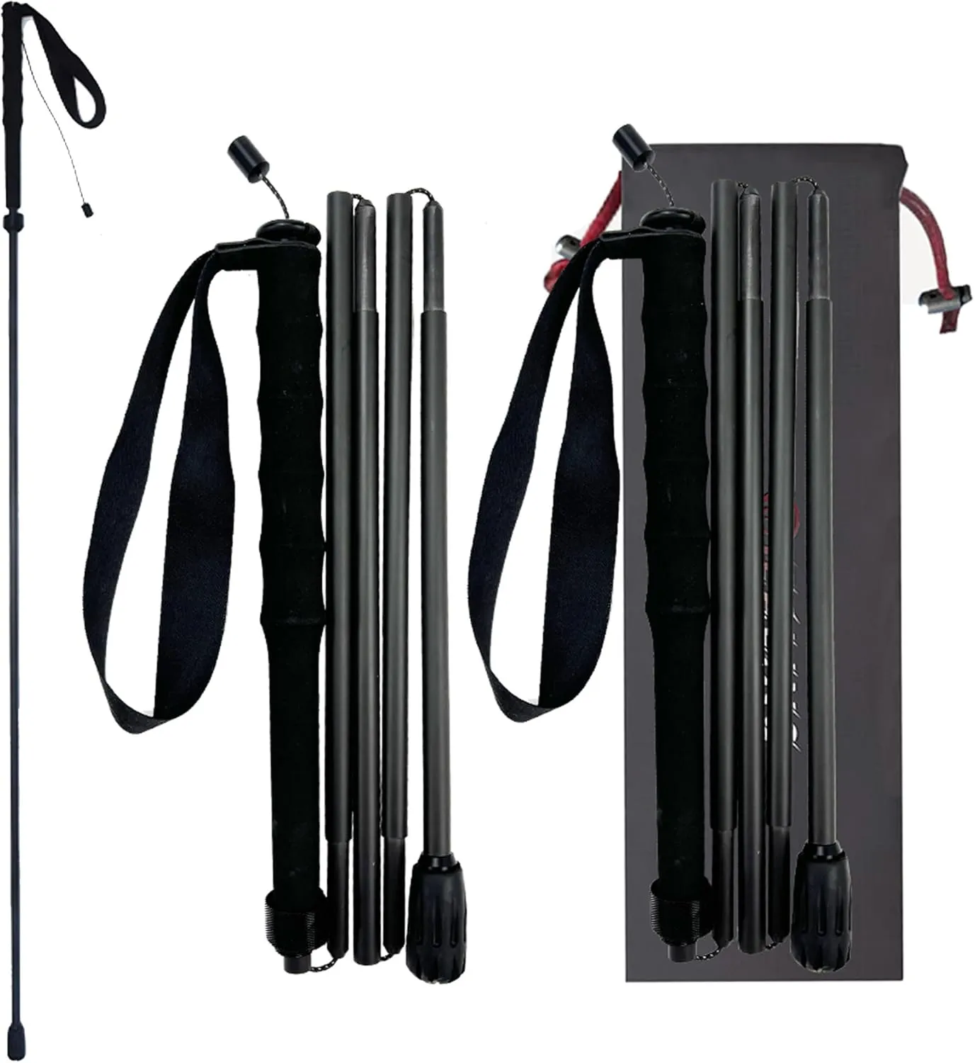 Ultralight Carbon Fibre Trekking Poles - 5-Section Adjustable Hiking Sticks with Anti-Shock Tips, Ergonomic Grips & Storage Bag - Perfect for Hiking, Walking & Backpacking (Set of 2)