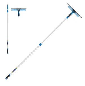 Unger Professional 2-in-1 Squeegee & Scrubber - 14” Window Cleaning Tool & 8’ Connect & Clean Pole – Cleaning Supplies, Squeegee for Window Cleaning, Commercial & Residential Use, Microfiber Sleeve