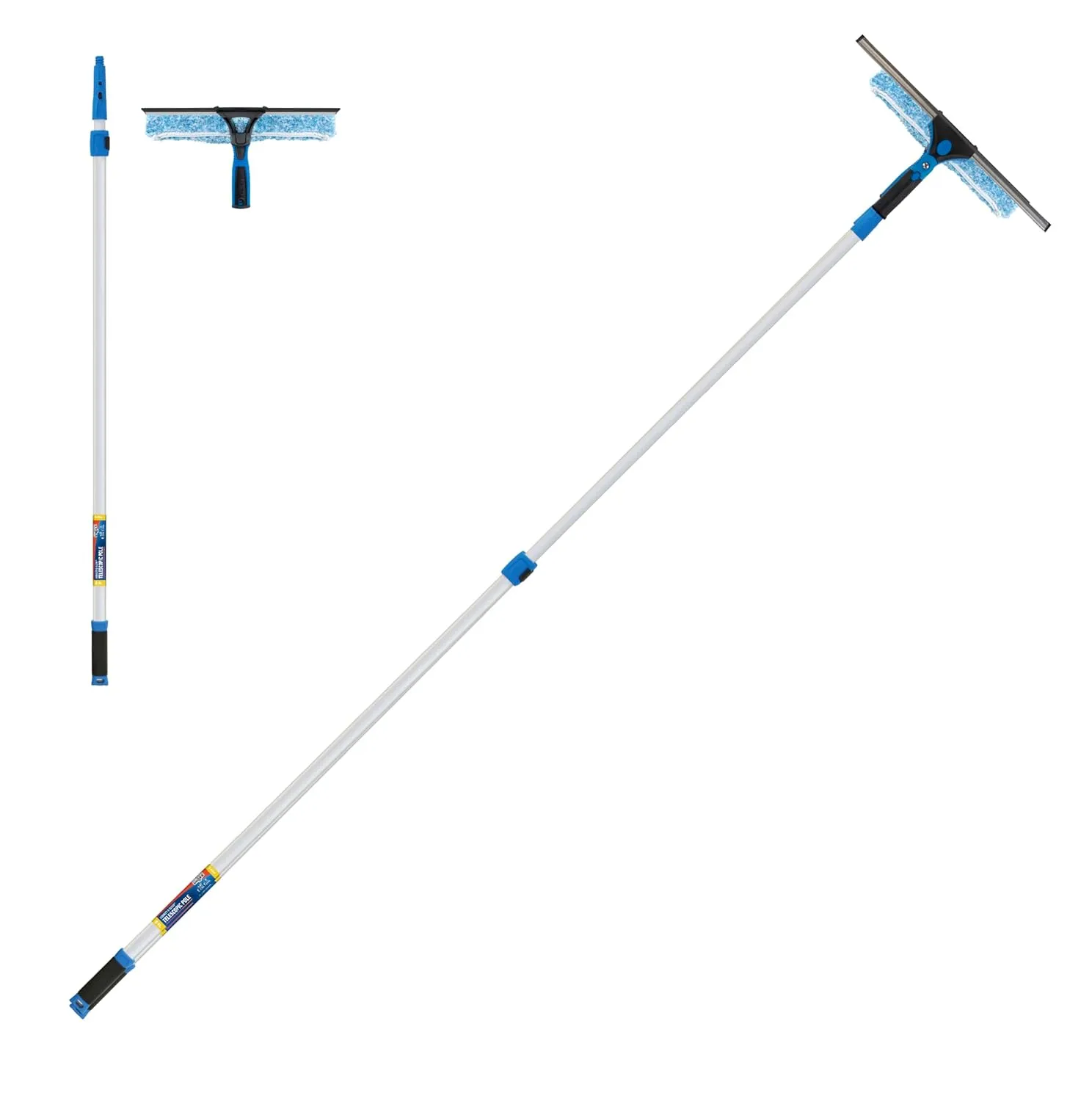Unger Professional 2-in-1 Squeegee & Scrubber - 14” Window Cleaning Tool & 8’ Connect & Clean Pole – Cleaning Supplies, Squeegee for Window Cleaning, Commercial & Residential Use, Microfiber Sleeve