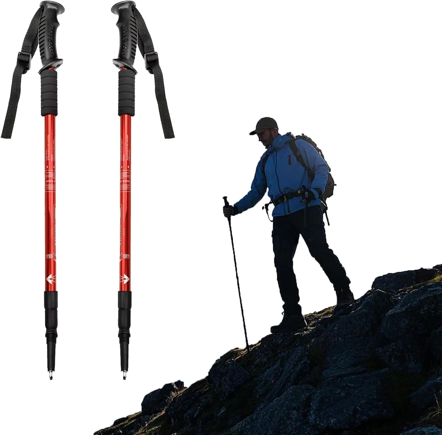 Unisex 3 - Section Straight - Handle Aluminum Alloy Hiking Poles, Telescopic, Perfect for Outdoor Trekking, Hiking, Walking and Traveling