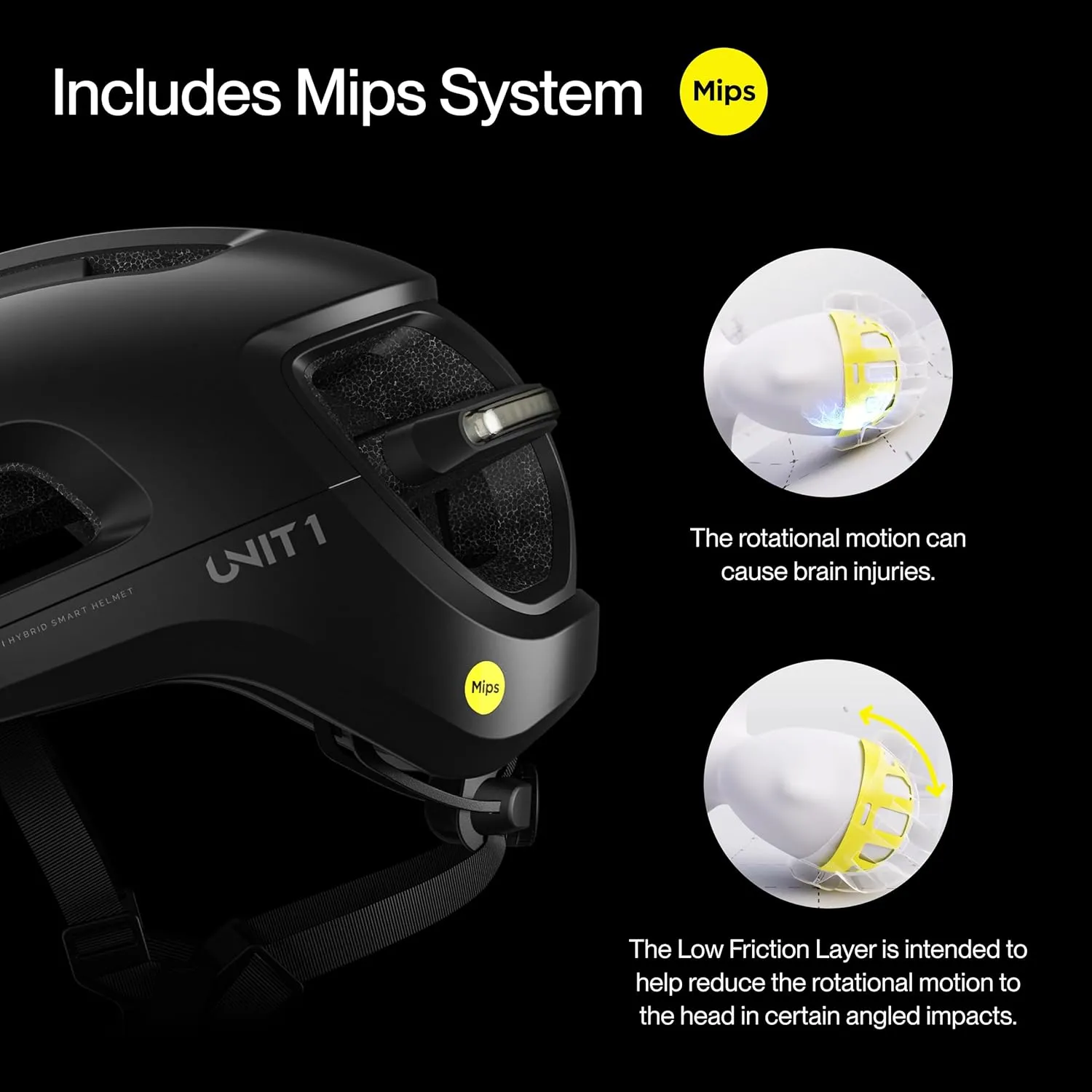 UNIT 1 Aura Hybrid Smart Bike Helmet | Urban & Road | MIPS | LED Front & Rear | Turn Signal & Brake Lights | Crash Alert | Certified | Lightweight & Ventilated | Nav Remote | iOS & Android App