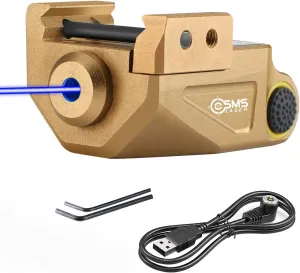 Updated Aluminum USB Rechargeable Red/Green/Blue Laser Sight for Pistol, Low Profile Picatinny Laser Compatible with 21MM Rail, Fits Glock Taurus g2c g3c Ruger Springfield H&K S&W, IPX6 Waterproof