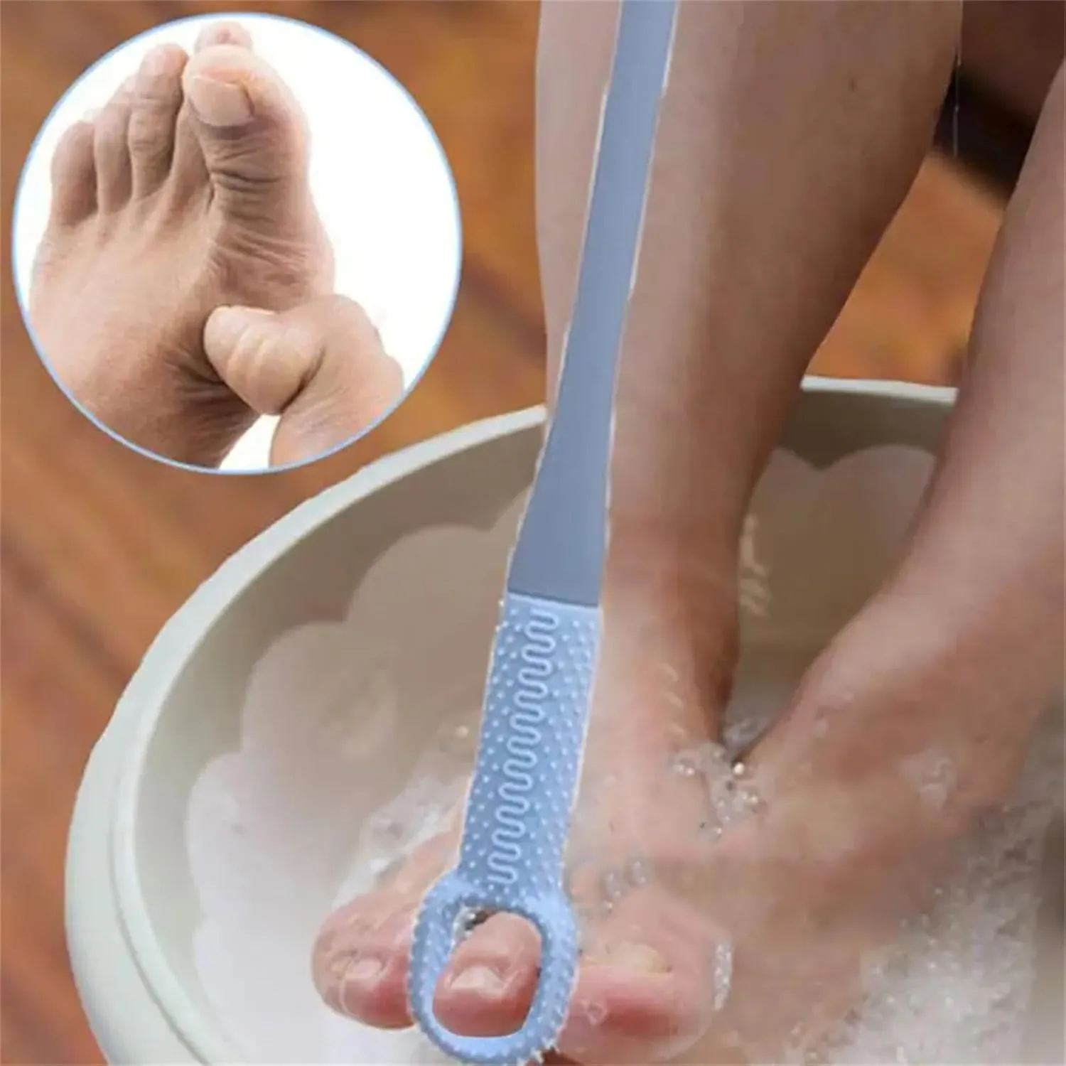 Upgrade Toe Gap Cleaning Brush,Accustomedt Foot Brush,15.7" Long Handled Silicone Foot Scrubber in Shower,Toe Cleaning Pole,Exfoliating Scrubber Scrub for Seniors/Pregnant (2pcs)