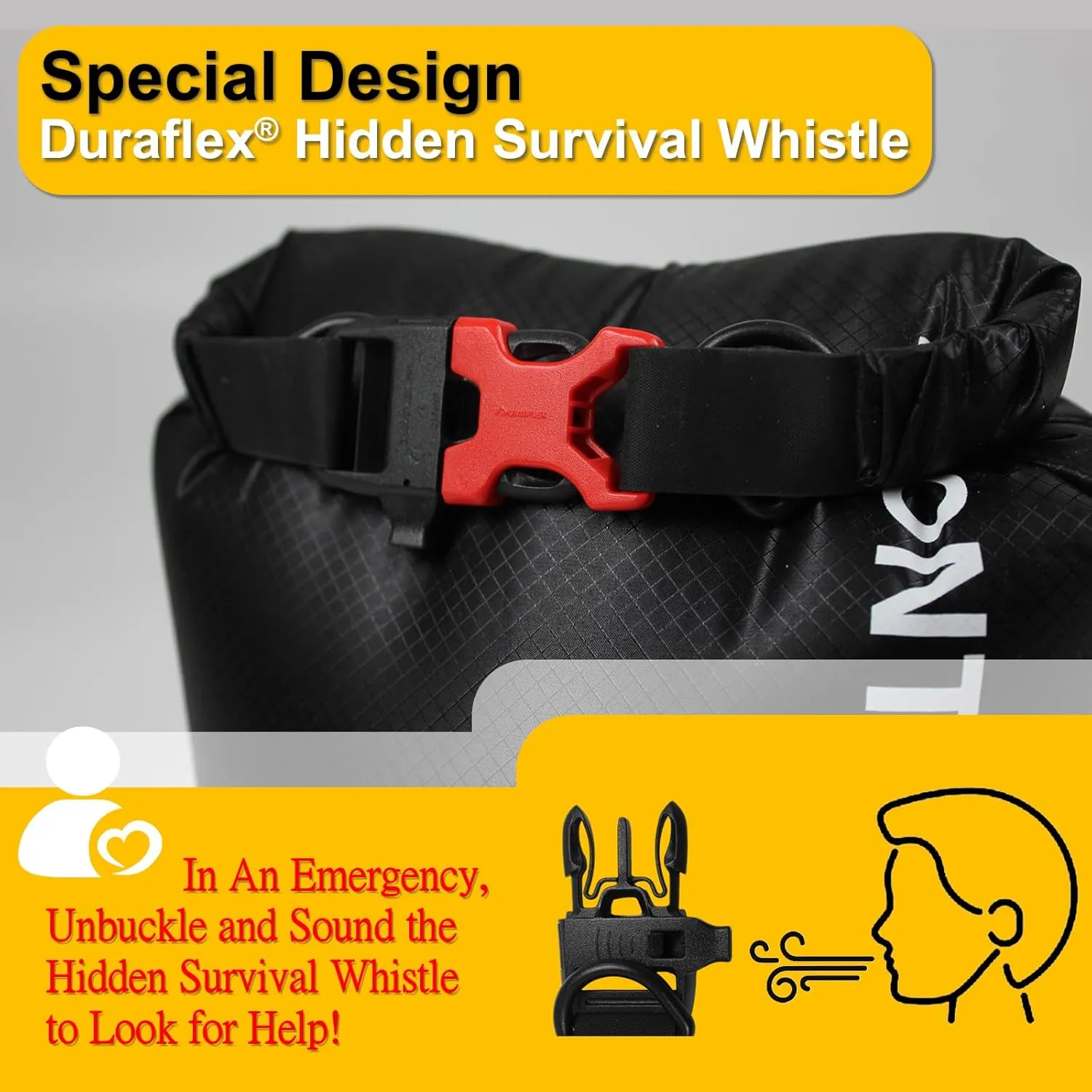 Upgraded CORDURA Waterproof Dry Bag-Durable&Lightweight Storage Sack for Hiking, Kayaking&Rafting-Roll Top with Survival Whistle-Ideal for high-intensity Use-Float on Water(20L/Black)