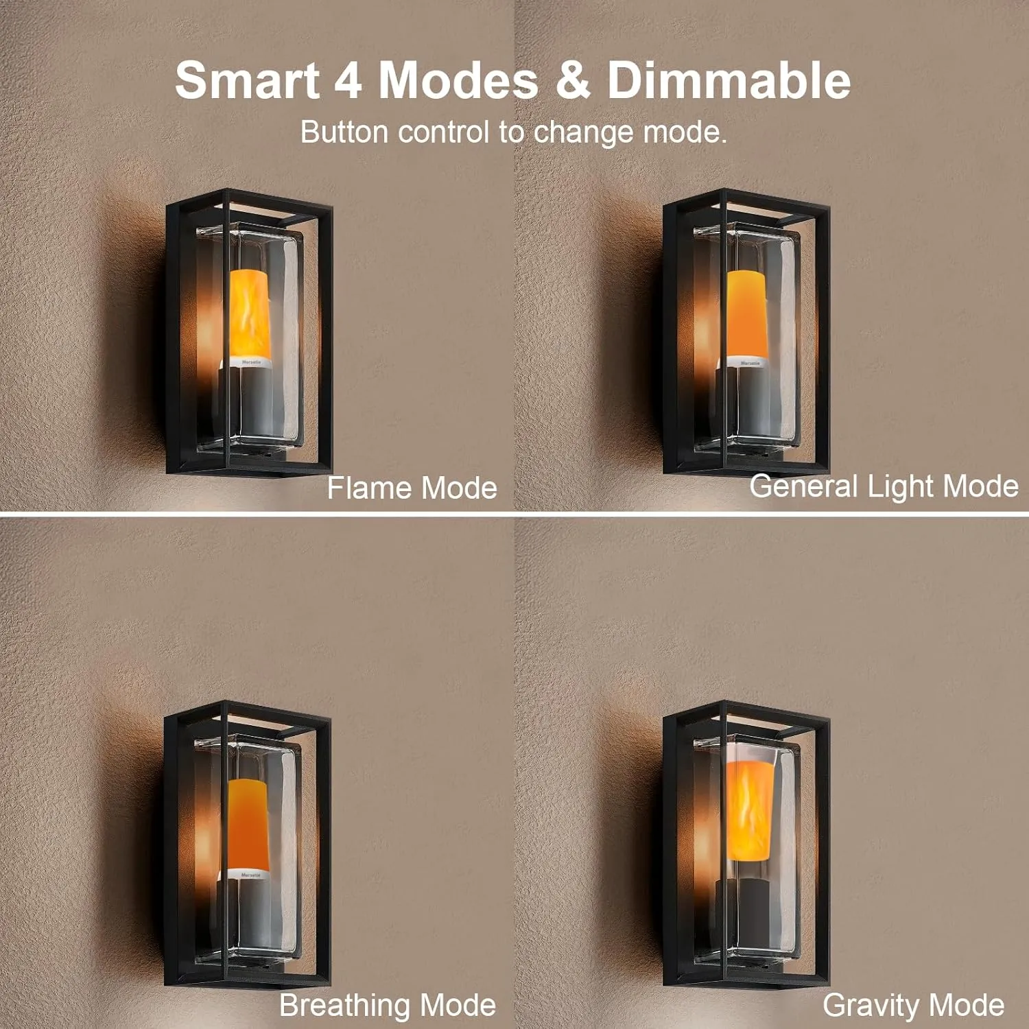 【Upgraded】 LED Flame Light, Rechargeable Flickering Flameless Candles, 4 Modes Battery Operated Candles with Upside Down Effect, Waterproof LED Candles for Indoor Outdoor 1 PCS