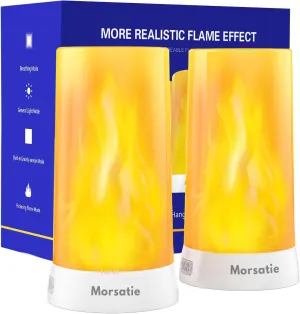 【Upgraded LED Flame Light, Rechargeable Flickering Flameless Candles, 4 Modes Battery Operated Candles with Upside Down Effect, Waterproof LED Candles for Indoor Outdoor 2 PCS