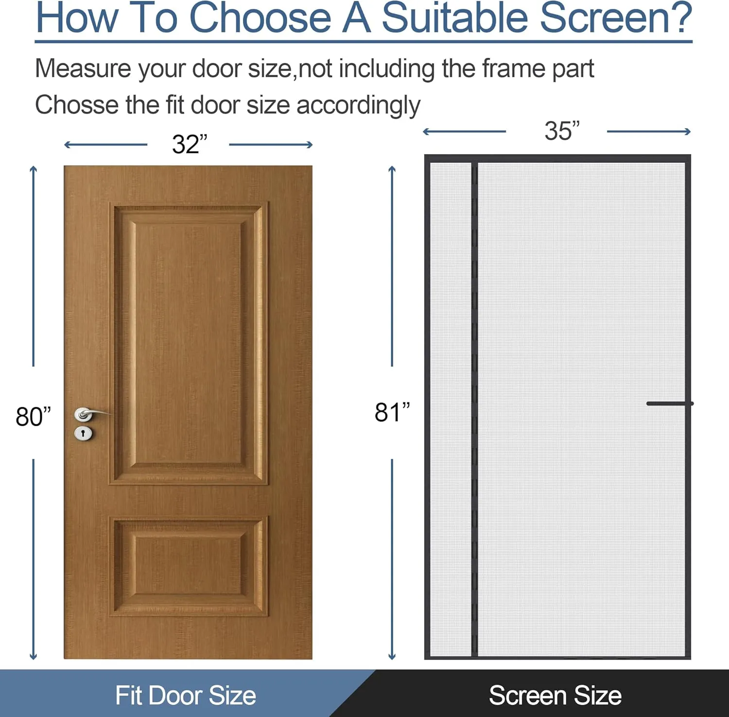 Upgraded Magnetic Screen Door Thicker 255g/㎡ Reinforced Mesh,Reversible Left Right Side Opening,Fit Door Size 32 x 80 Inch,Retractable Mosquito Net for Door,Mesh Insect Screens not of Metal