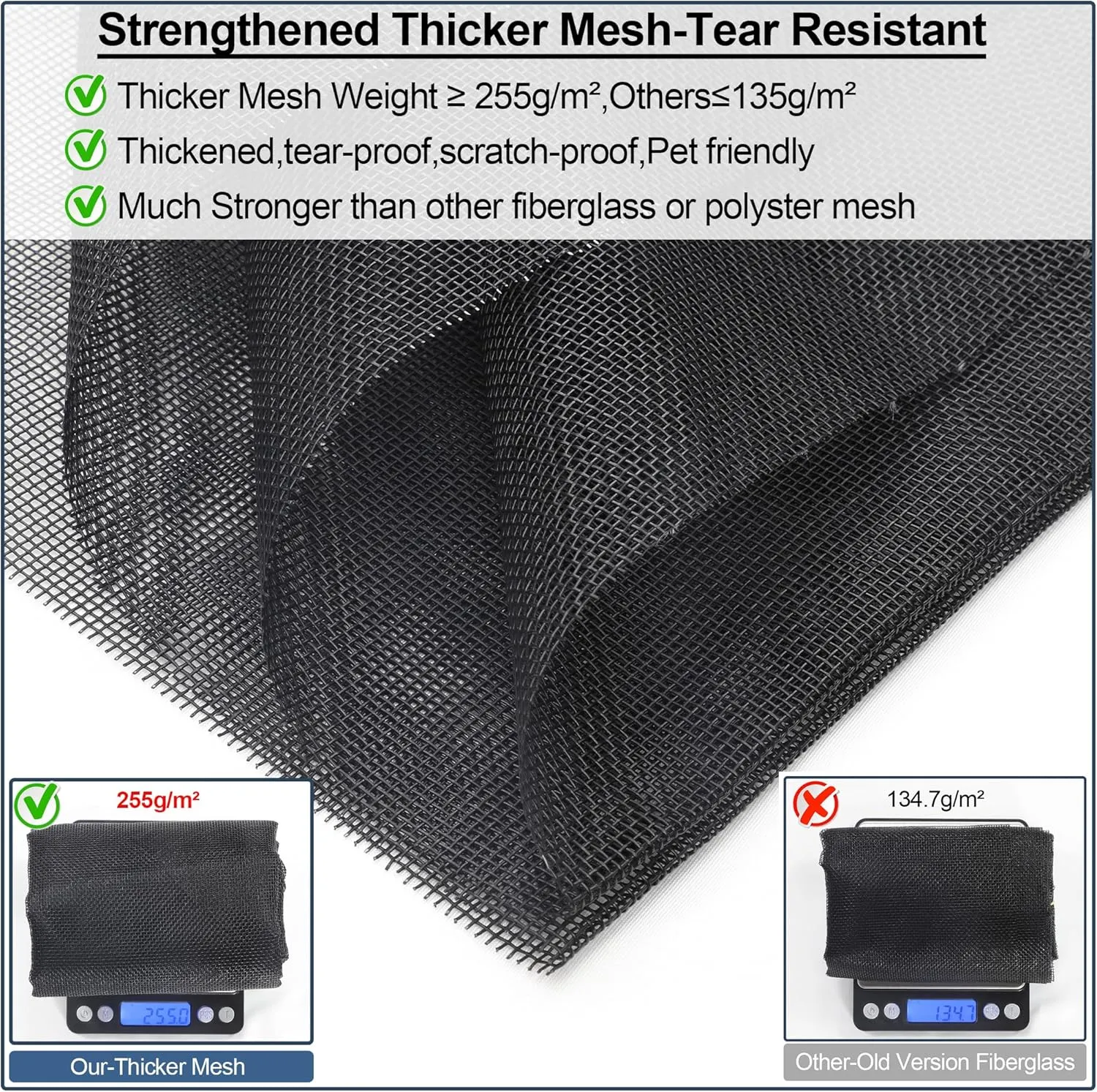 Upgraded Magnetic Screen Door Thicker 255g/㎡ Reinforced Mesh,Reversible Left Right Side Opening,Fit Door Size 32 x 80 Inch,Retractable Mosquito Net for Door,Mesh Insect Screens not of Metal