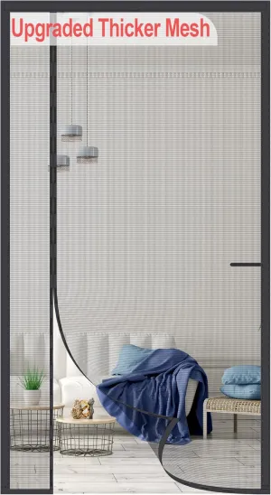 Upgraded Magnetic Screen Door Thicker 255g/㎡ Reinforced Mesh,Reversible Left Right Side Opening,Fit Door Size 32 x 80 Inch,Retractable Mosquito Net for Door,Mesh Insect Screens not of Metal