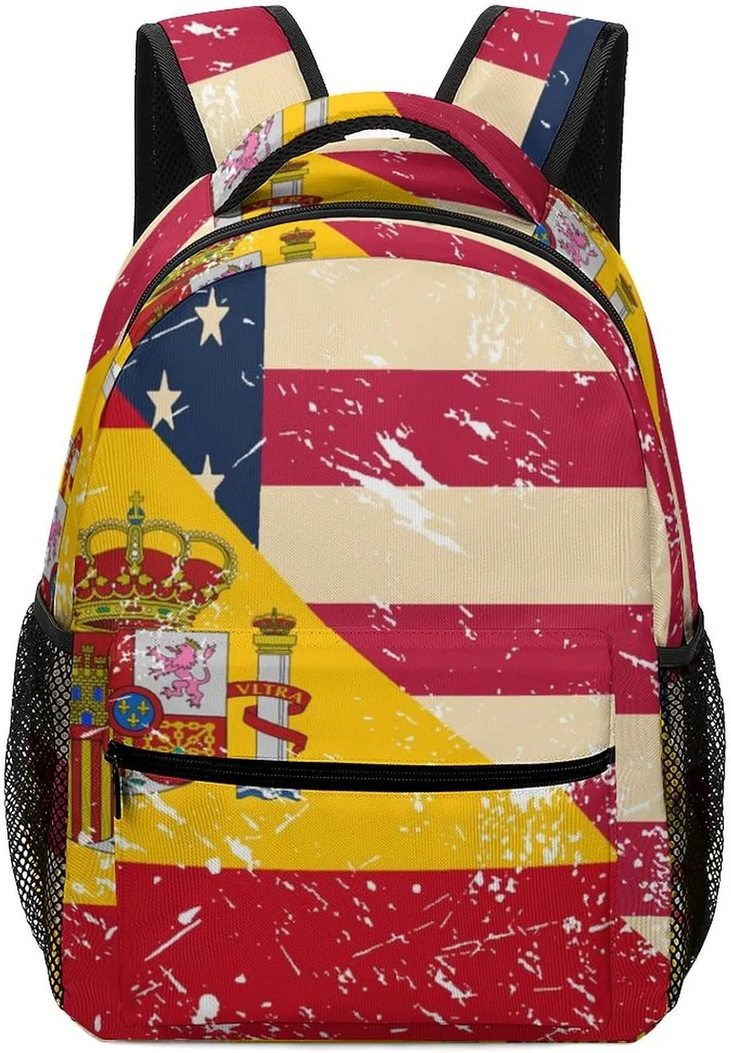 U.S and Spain Vintage Flag Travel Backpack Lightweight Shoulders Bag Laptop Daypack for Work Office