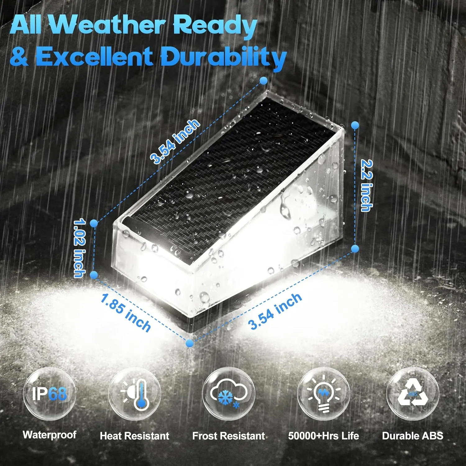 Uspring 2-in-1 Solar Fence Lights & Step Lights for Outside, 6 Pack Solar Lights Outdoor for Fence Step, 11 Modes Brighter 4 LED Waterproof Light for Stairs, Deck, Yard, Patio (Cool White)