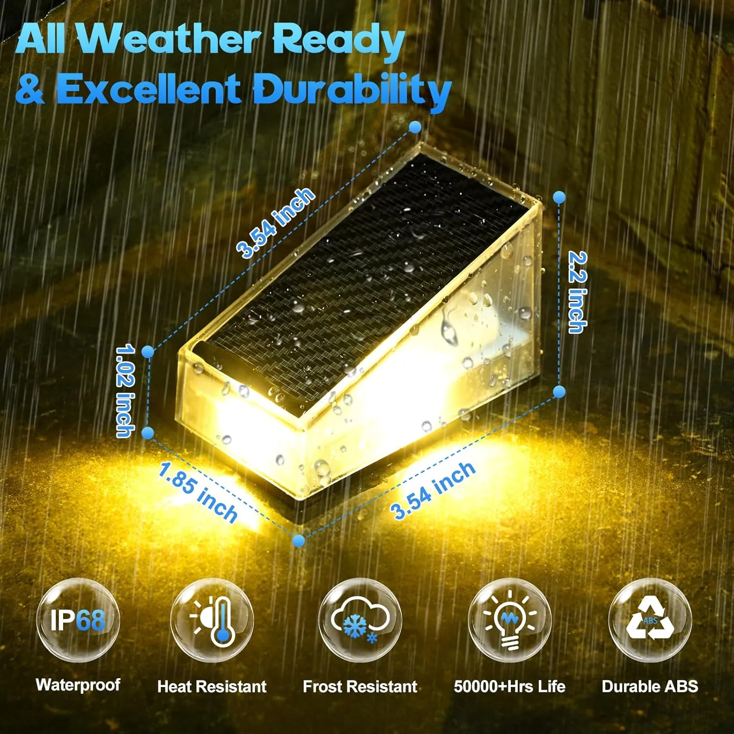 Uspring 2-in-1 Solar Fence Lights & Step Lights for Outside, 8 Pack Solar Lights Outdoor for Fence Step, 11 Modes Brighter 4 LED Waterproof Light for Stairs, Deck, Yard, Patio (Warm White)