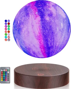 UVEHAS Levitating Galaxy Moon Lamp, 16 Colors Magnetic Levitation 3D Printing Moon LED Light with Remote Control, Floating and Spinning in Air Night Lights for Room Decor, Birthday Christmas Gifts