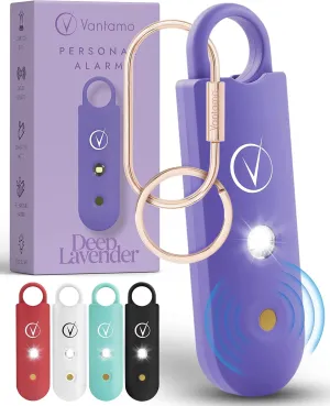 Vantamo Personal Alarm for Self Defense with Low Battery Notice, Strobe Light & Extra Loud 130 dB Double Speakers Safety Keychain Set for Women, Rechargeable Panic Button for Womens Self Defense