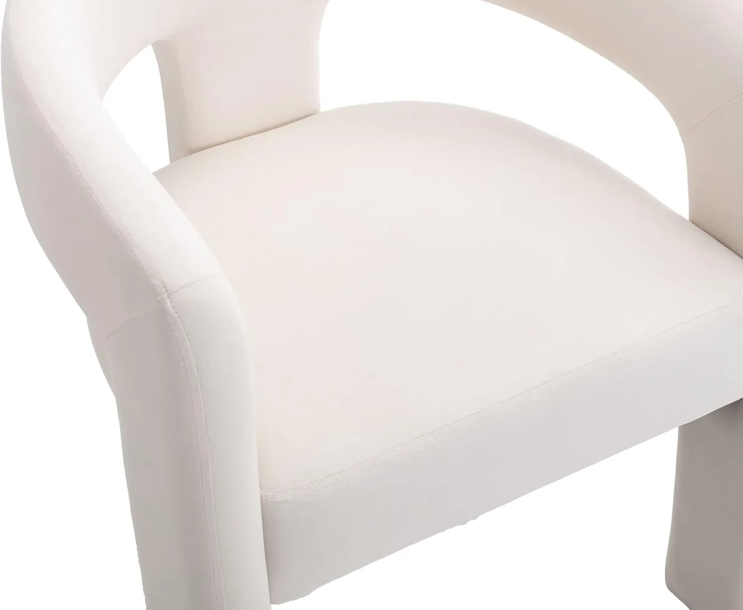 VESCASA Velvet Barrel Dining Chair with Open-Back, Upholstered Modern Accent Side Armchair with 3 Legs for Kitchen/Dining Room/Living Room, 1 Chair, Ivory