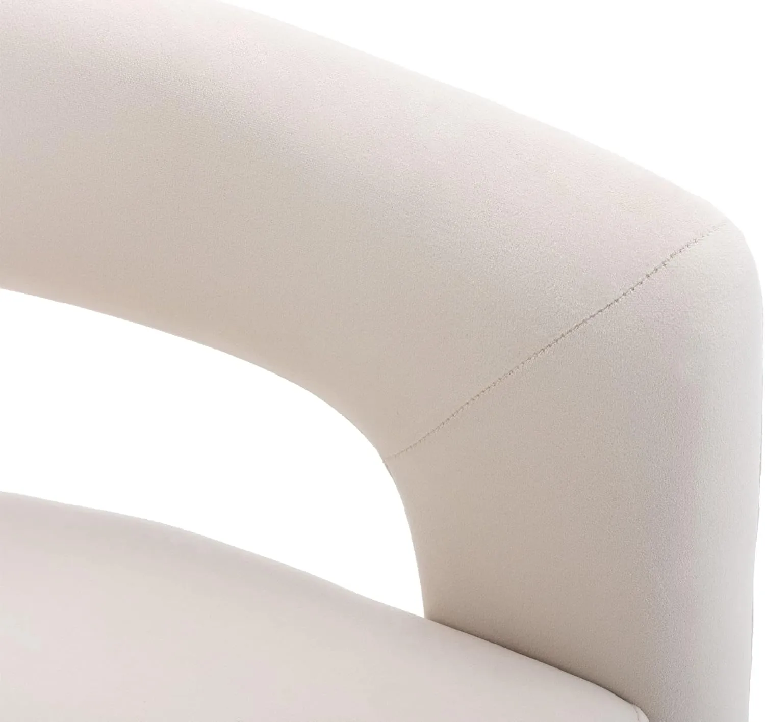 VESCASA Velvet Barrel Dining Chair with Open-Back, Upholstered Modern Accent Side Armchair with 3 Legs for Kitchen/Dining Room/Living Room, 1 Chair, Ivory