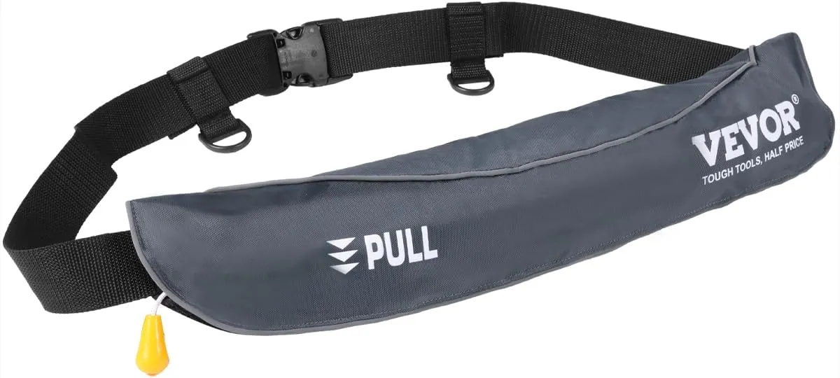 VEVOR Manual Inflatable Belt Pack for Adults, 105N Buoyancy, Over 80 Pounds and Up to 59 in Waist Adjustable, Inflatable PFD Waist for SUP Paddelboarding, Kayaking