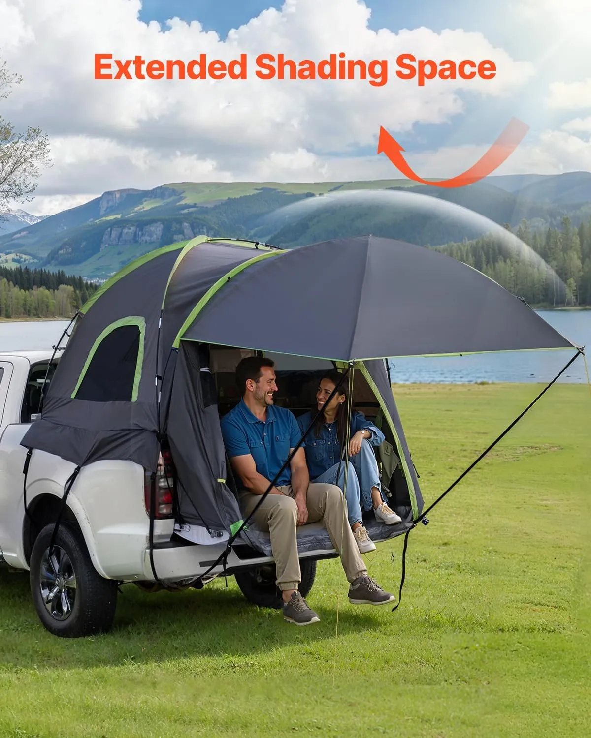 VEVOR Pickup Truck Tent, Fits 5.0-8.2 ft Truck Tents for Camping, Waterproof PU2000 mm 2-3 Person Sleeping Truck Bed Tent, Sturdy Truck Bed Camper Shell with Expandable Awning, Rainfly, Storage Bag