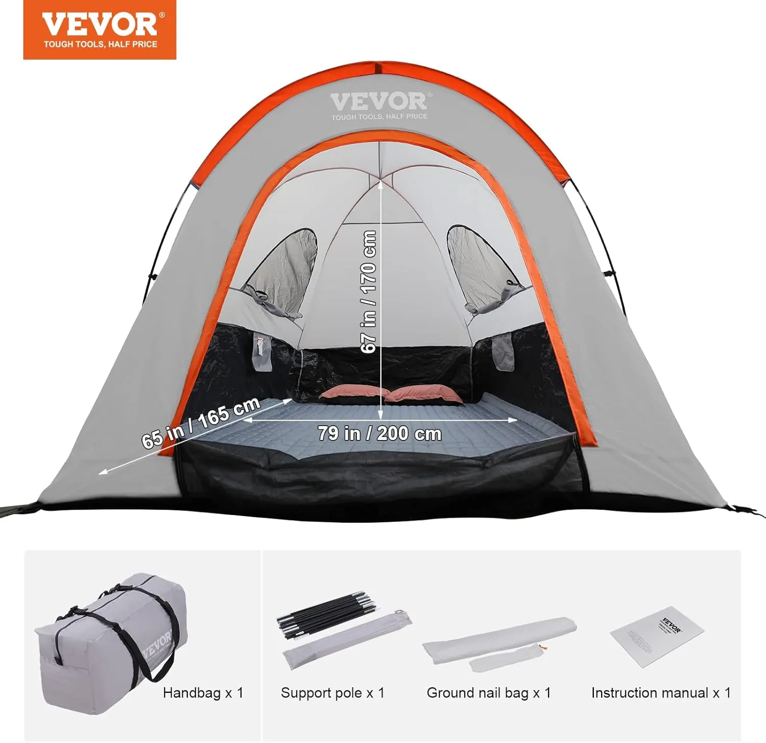 VEVOR Truck Bed Tent,Pickup Truck Tent with Rain Layer and Carry Bag, Waterproof Double Layer Truck Tent for Camping, Accommodate, for Camping Traveling Outdoor Activities