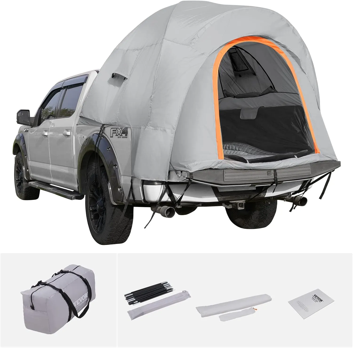 VEVOR Truck Bed Tent,Pickup Truck Tent with Rain Layer and Carry Bag, Waterproof Double Layer Truck Tent for Camping, Accommodate, for Camping Traveling Outdoor Activities