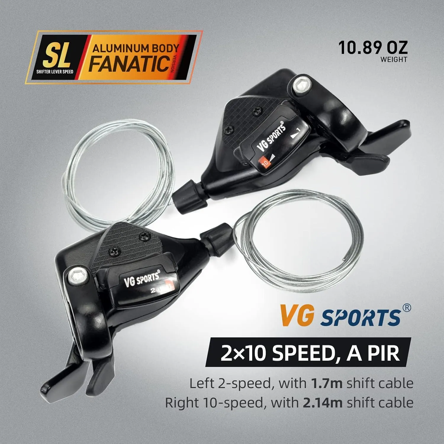 VG SPORTS MTB Bike Shifter Levers, 2/3 x 8/9/10/11 Speed Mountain Bike shifters Set with Gear Indicator
