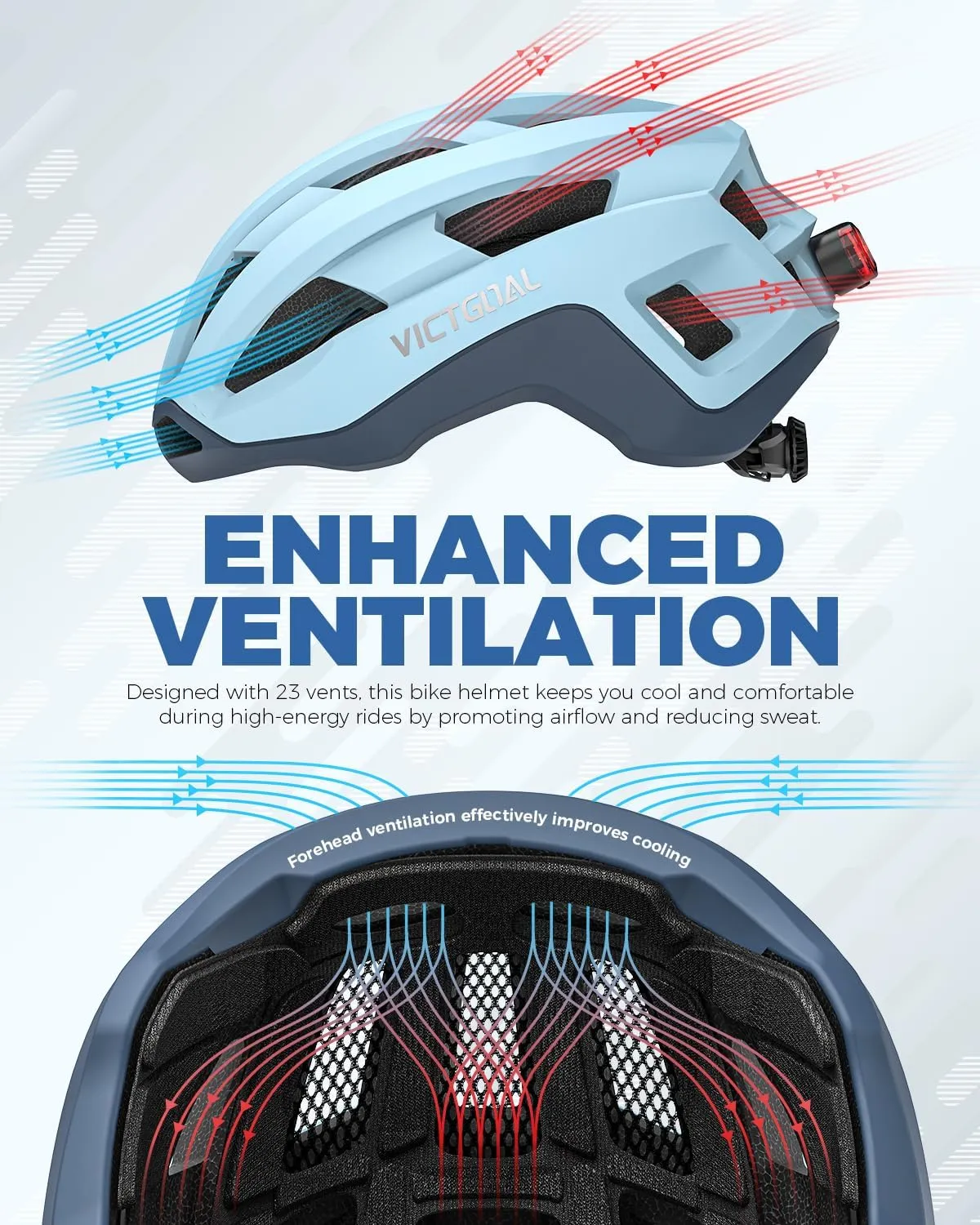VICTGOAL Road Bike Helmet Adult Men Women with Detachable Magnetic Rear Light, Bicycle Helmet Adjustable Breathable Road Cycling Helmet for Road Mountain Riding