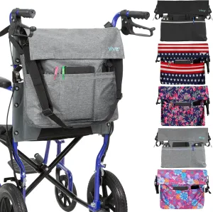 Vive XL Wheelchair Accessories Bag - Waterproof, Scratch-Resistant, Double-Stitched, Machine Washable for Adults, Seniors, 15 Colors - Storage Walker Backpack to Hang on Back of Wheel Chair