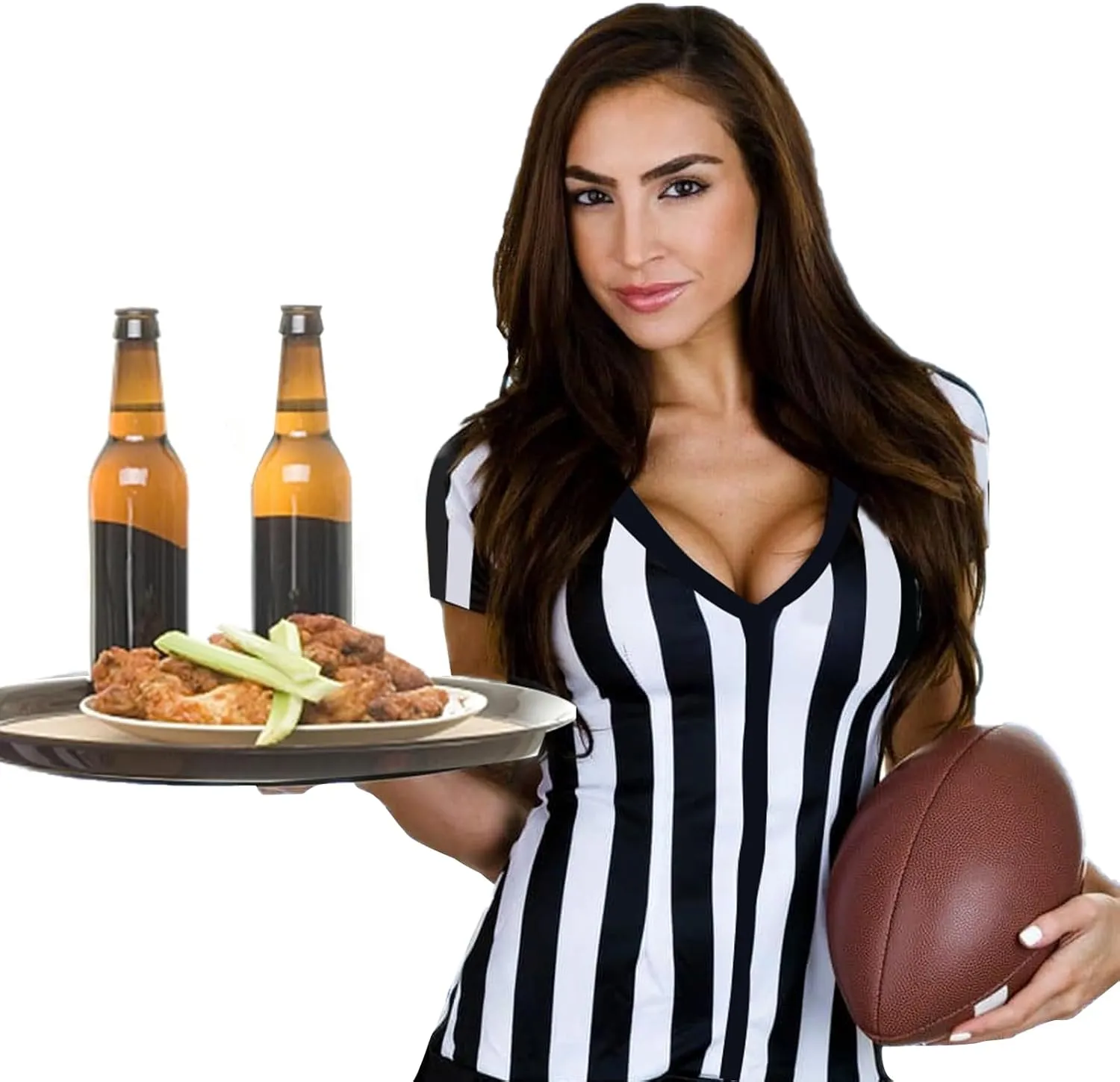 VKT 4pcs Referee Shirts Women Ref Costume Umpire Jersey for Football Soccer Basketball,Whistle, Red And Yellow Penalty Flags