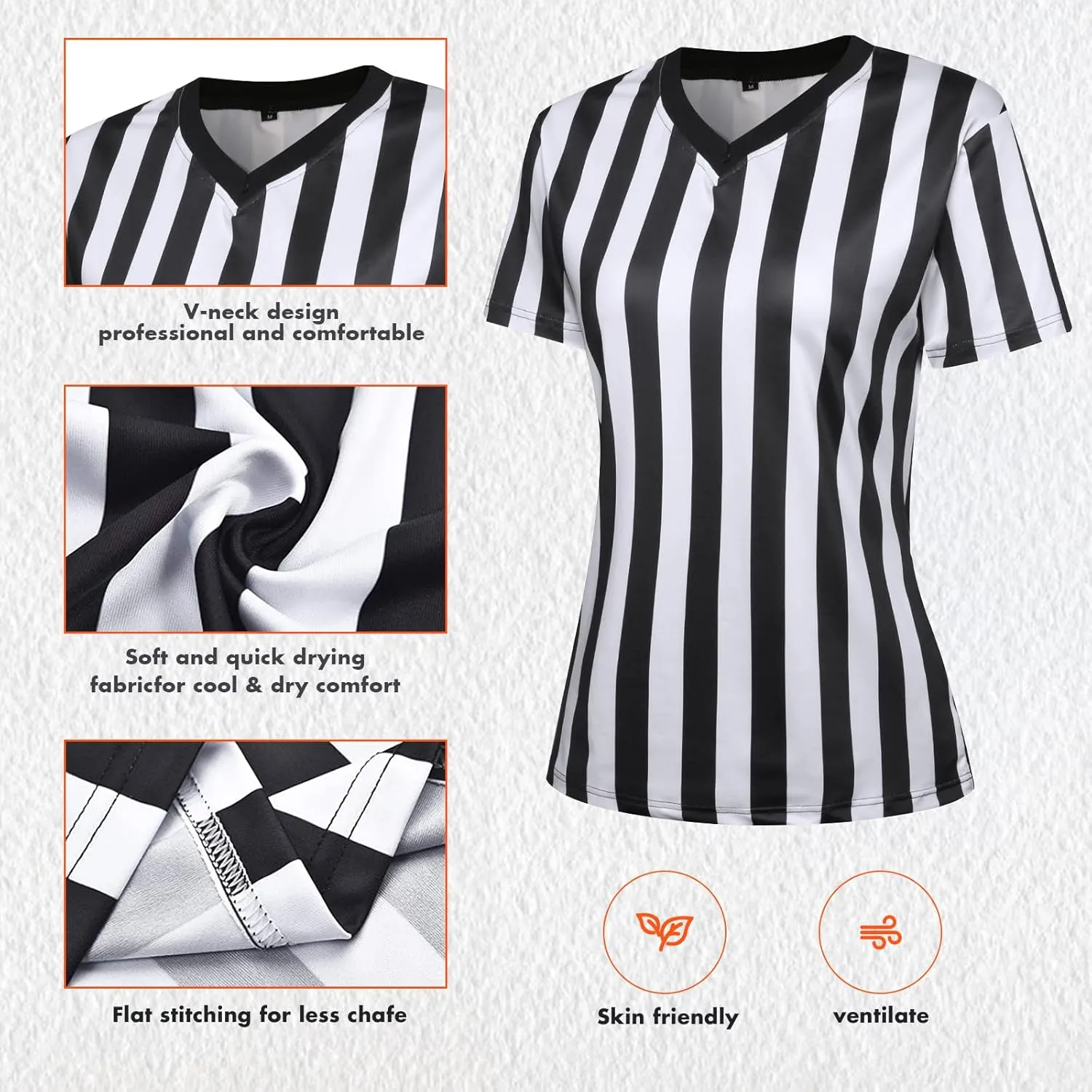 VKT 4pcs Referee Shirts Women Ref Costume Umpire Jersey for Football Soccer Basketball,Whistle, Red And Yellow Penalty Flags