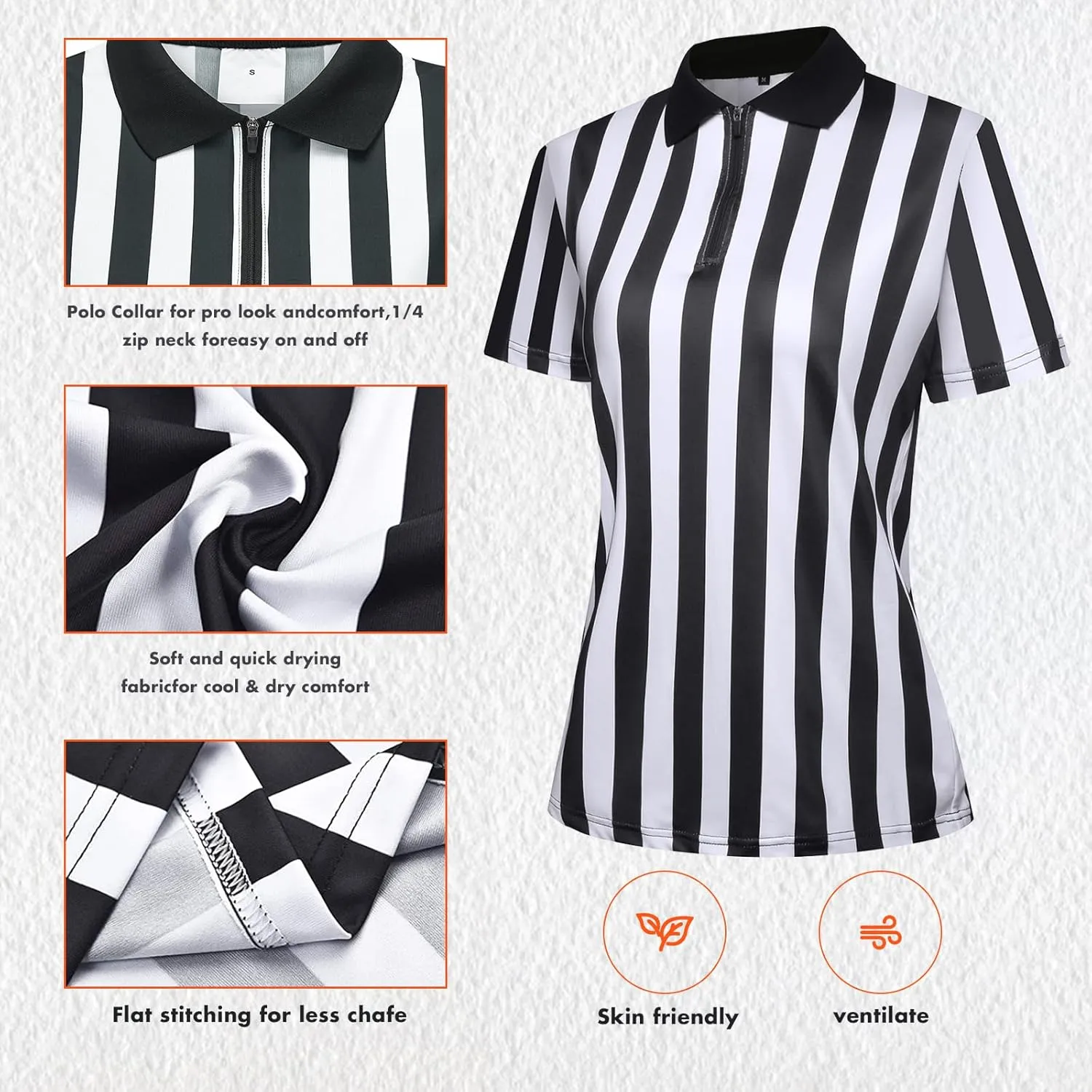 VKT 4pcs Referee Shirts Women Ref Costume Umpire Jersey for Football Soccer Basketball,Whistle, Red And Yellow Penalty Flags