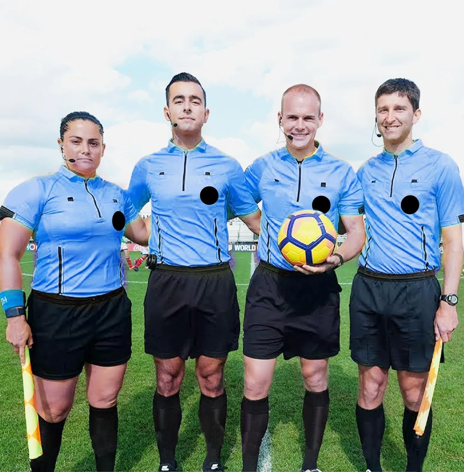 VKT Soccer Referee Kit Soccer Referee Shirt Jersey Shorts Ref Socks Whistle Red Yellow Card for Men & Women Halloween Costume