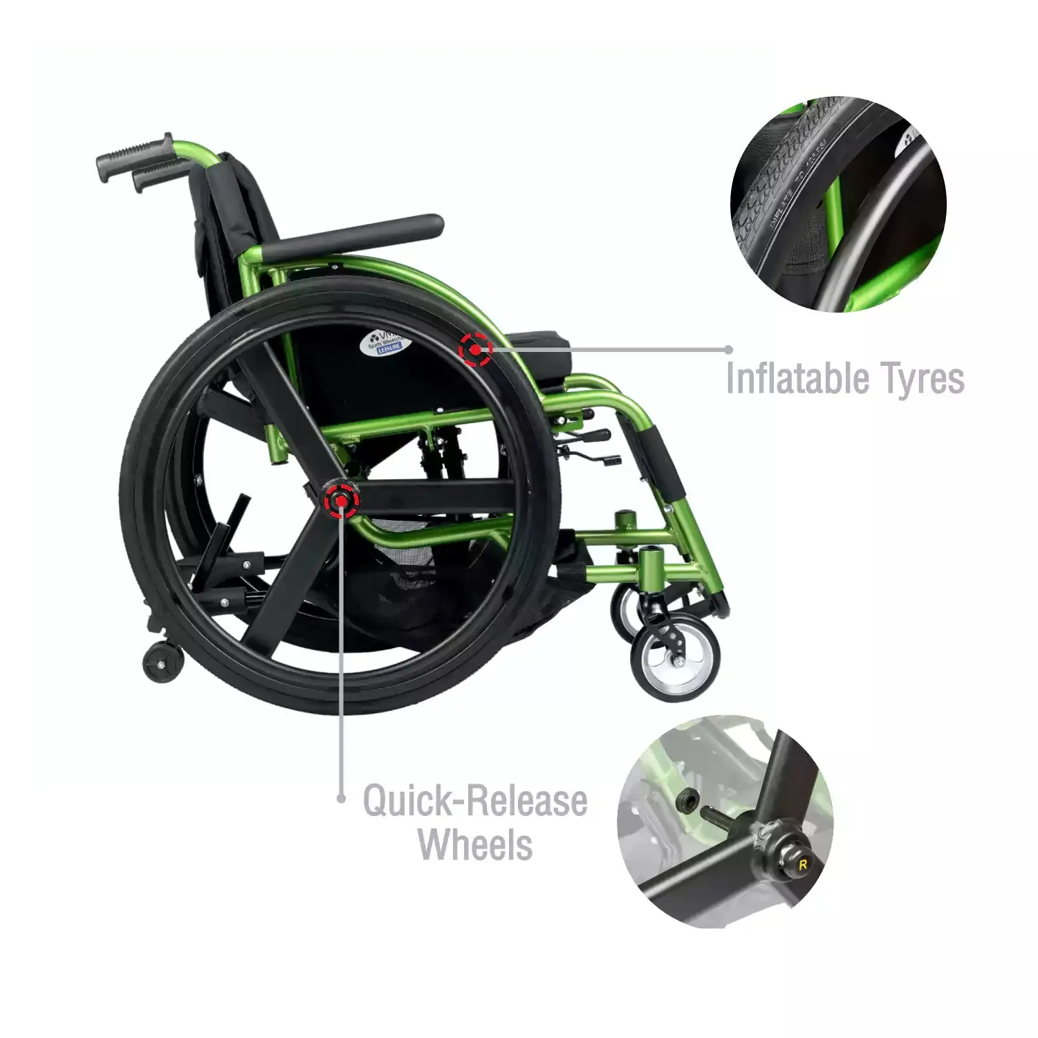 VMS Careline Foldable Sports Wheelchair LEISURE