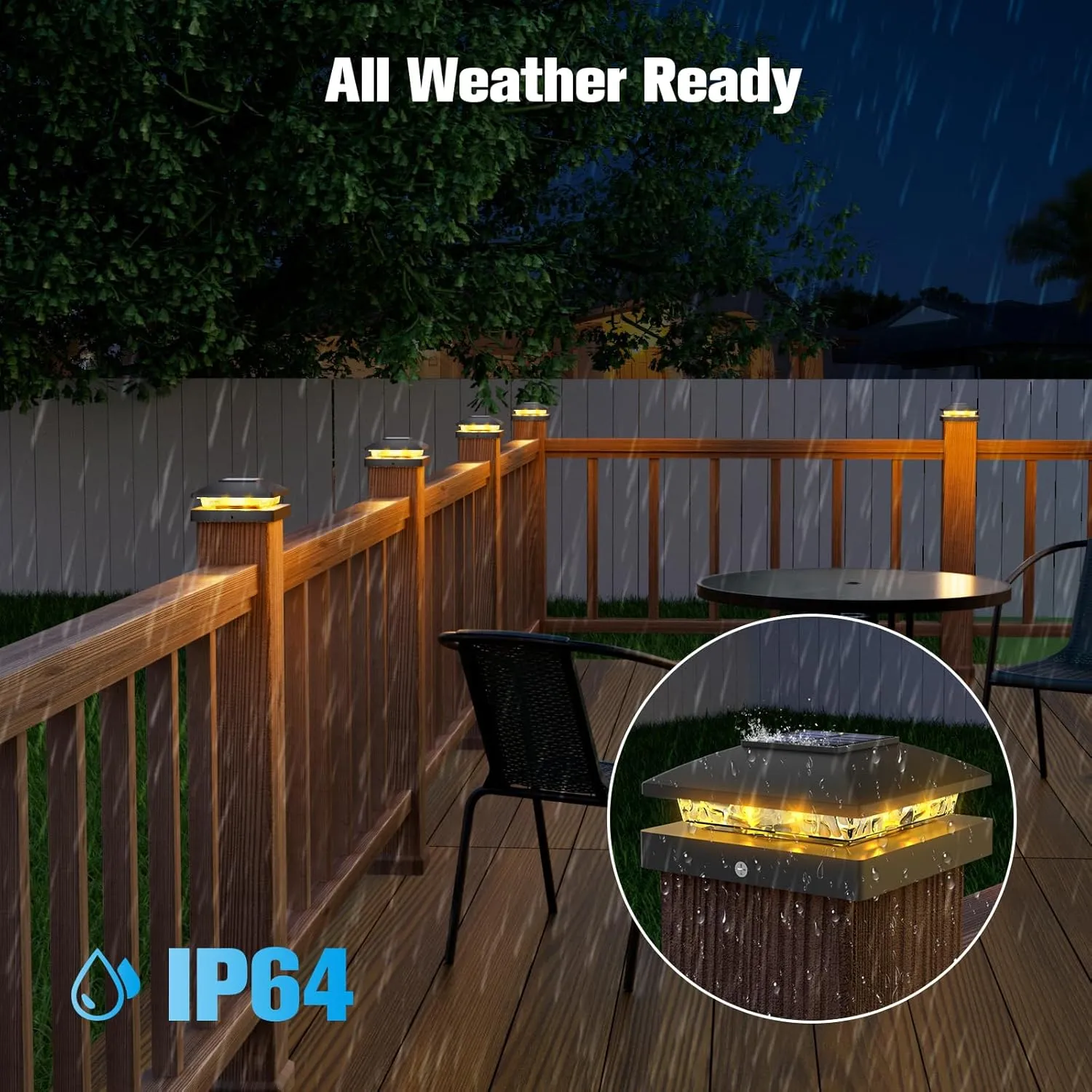 VOLISUN 4x4 Solar Post Cap Light 16pack,Solar Fence - Post Lights Outdoor Waterproof for Wooden/Vinyl,Black Deck Cap Light Solar Powered with Warm White for Garden/Patio/Porch
