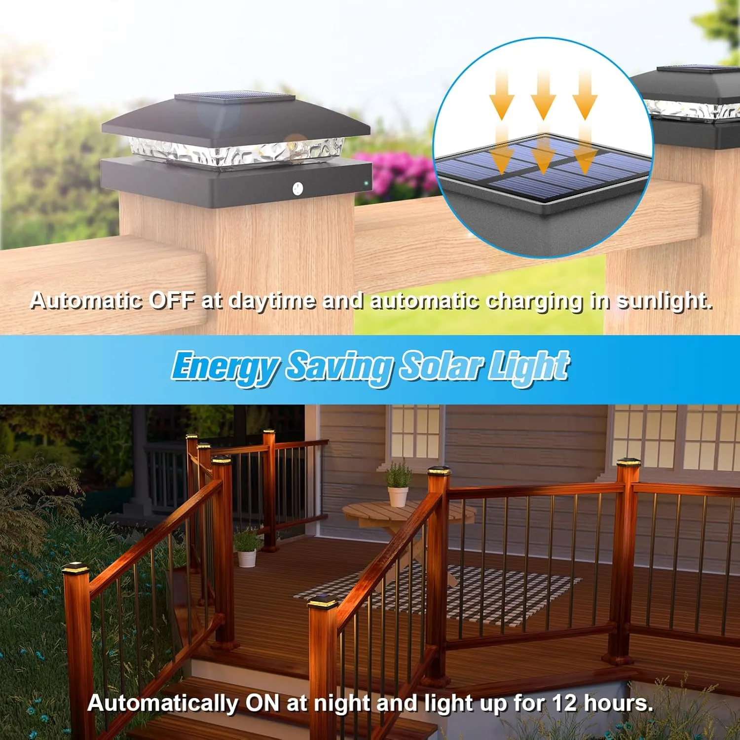 VOLISUN 4x4 Solar Post Cap Light 16pack,Solar Fence - Post Lights Outdoor Waterproof for Wooden/Vinyl,Black Deck Cap Light Solar Powered with Warm White for Garden/Patio/Porch